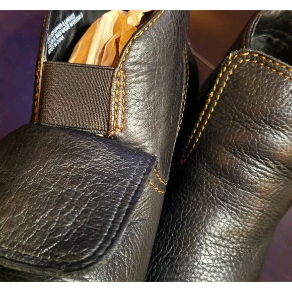 Born Western Ankle Boots Womens 8 Dark Brown-Yellow Stitch Cowgirl Thick Leather - Picture 11 of 13